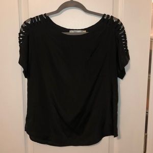Black blouse with shoulder cutout